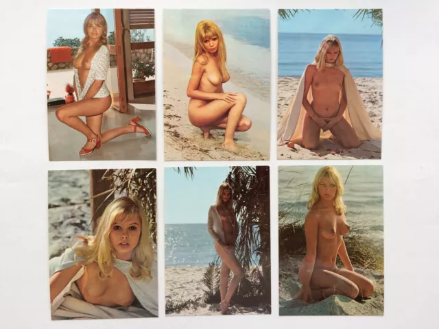 6 erotische Ansichtskarten, Postkarten 2 x INGRID STEEGER 60/70er Jahre