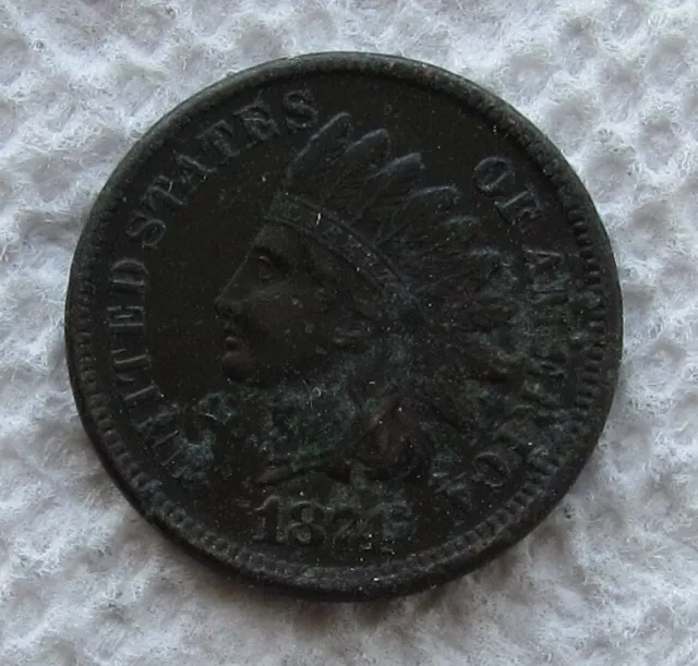 1874 Indian Head Cent Rare Date XF Detail Dark , Corroded