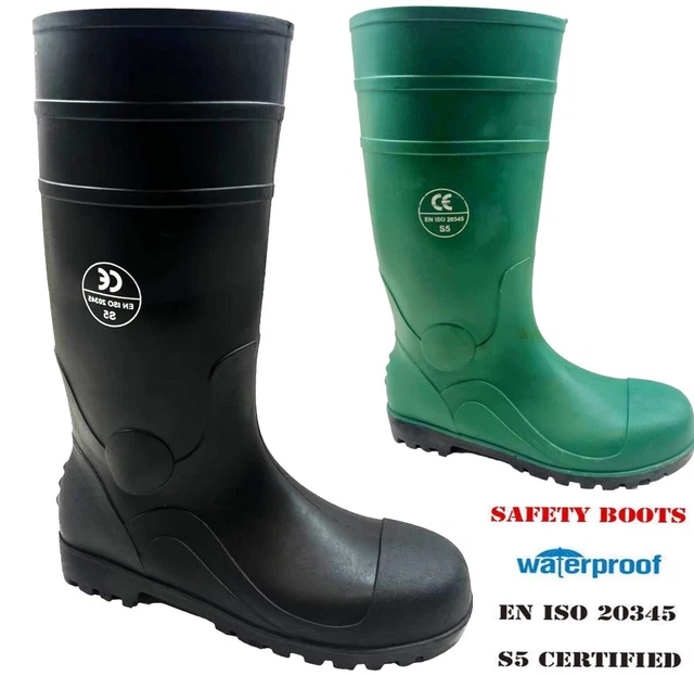 Mens Wellies Safety Steel Toe Cap Wellingtons Work Mucker Rain Boots Size 6-13 U