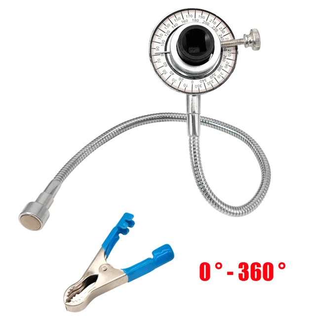 TORQUE ANGLE METER Angle Rotation Gauge w/ Flexible Clip Arm For 1/2