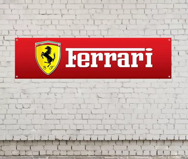 Ferrari Car Logo Banner Sign Waterproof Man Cave Workshop Trackside