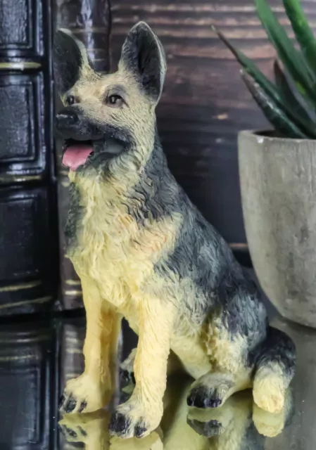 Lifelike Realistic Sitting Canine German Shepherd Police Dog Miniature Figurine