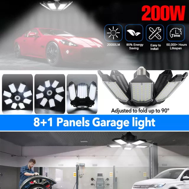 200W Super Bright LED Work Light Deformable Ceiling Lights Garage Workshop lamps 2