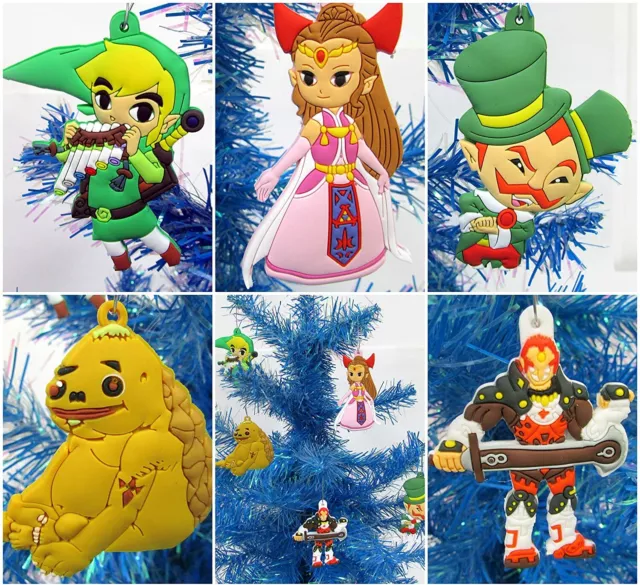 The Legend of Zelda Christmas Tree Ornament Set Featuring Link and Zelda - New