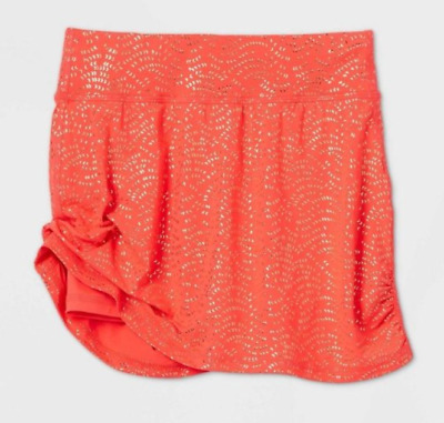 Girls All in Motion Printed Performance Skort X-Small 4/5 Coral/Gold