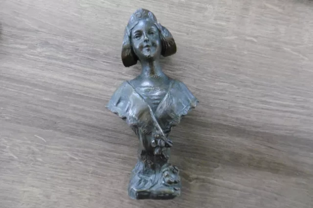 Ancien buste de femme en bronze époque art nouveau