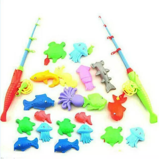 Set Magnetic Fishing Rod 10 Kinds Fish Model Bath Fun Toy for Baby Child Kids UK 3