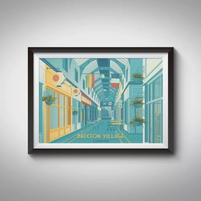 Brixton Village London Travel Poster - Framed - Vintage - Bucket List Prints