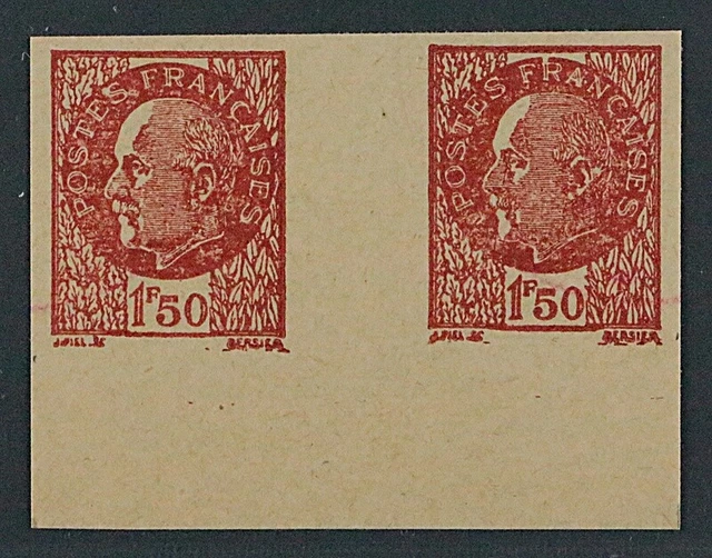 PROPAGANDAFÄLSCHUNG Petain 1,50 Fr. rötlichbraun, UNGEZÄHNT ZWISCHENSTEG !