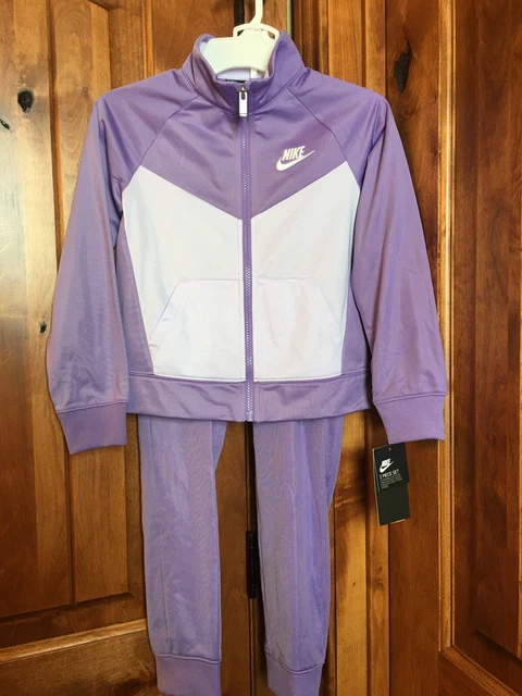 Nike Girls 2 Piece Set Purple Full Zip Sweat Shirt And Pants. Size 6X L