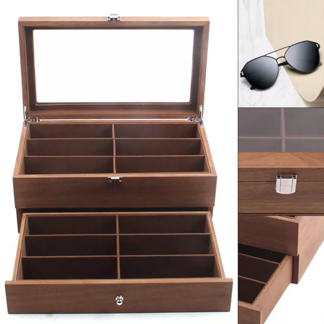 Eyeglass Display Case Sunglass Box 2 layer 12Bits Organizer Glasses Storage Gift