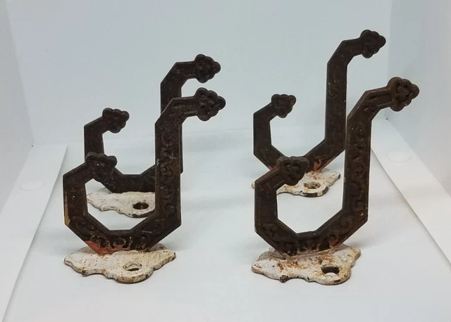 Antique Vintage Lot of 4 Ornate Metal Wall Hook
