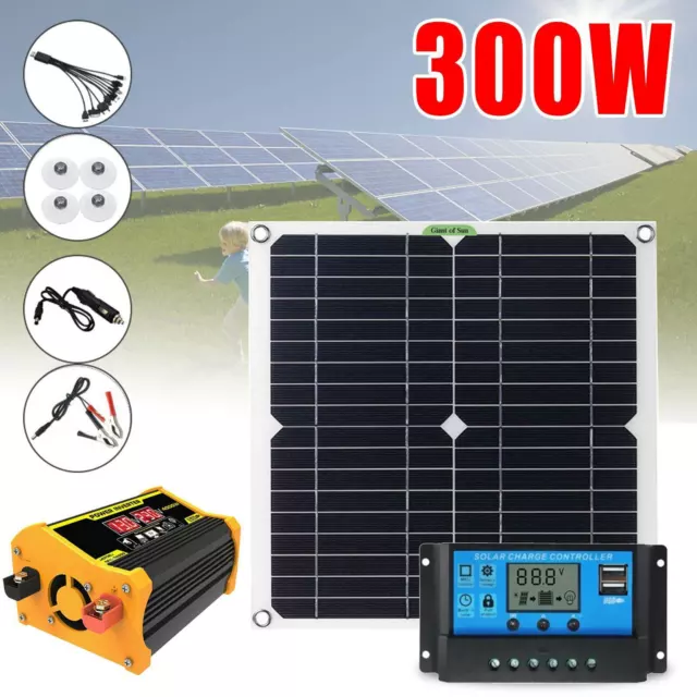 200W Solar Panel Kit&12V 30/60/100A Solar controller 110/220V Car Power Inverter