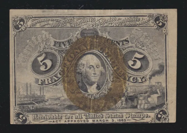 US 5c Fractional Currency Note 2nd Issue FR 1232 AU (005)
