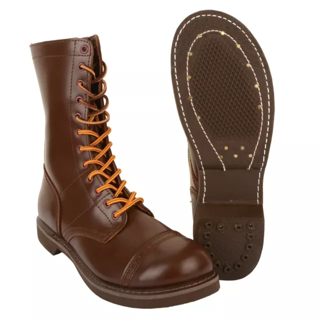 US WW2 Paratrooper Style Leather Boots by Rothco - Russet Brown