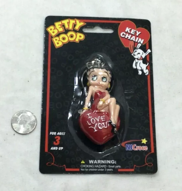 New Betty Boop I Love You Pin Up Cartoon 3D Figure Keychain Rubber FREESHIP