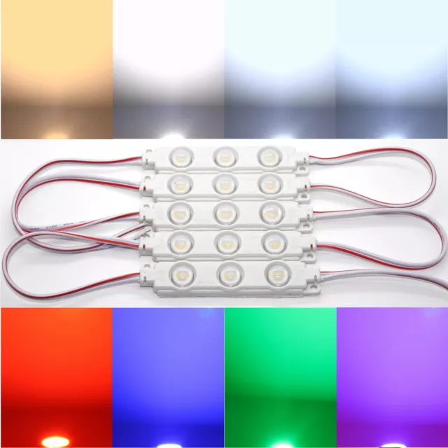 1,5W LED Modulo 12 Volt Dc 12V 3x 5730 Bianco Caldo Blu Rosso Verde IP65