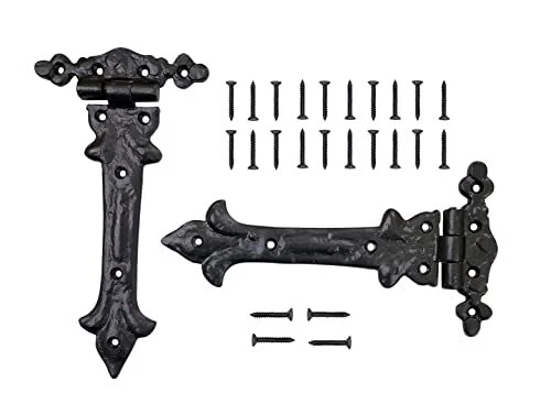 Antique Cast Iron Strap T Hinge (7.9 X 2 Pack Matte Black) for Barn Doors Gat
