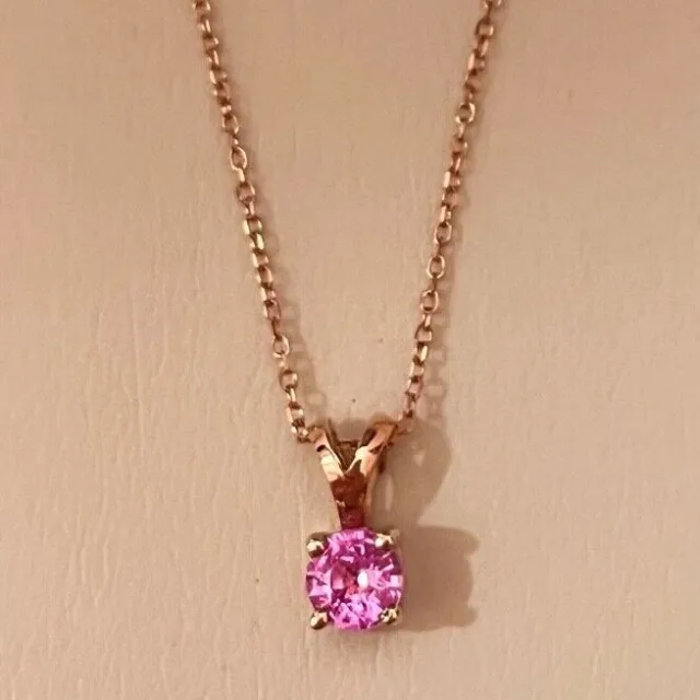 14k Rose Gold Pink Sapphire Necklace