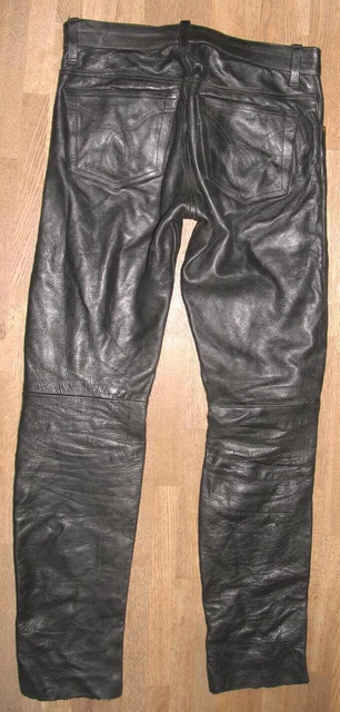 Grasse " Hekim " D'Homme Jean en Cuir/ Pantalon en Cuir en Noir W30 " / L34 "