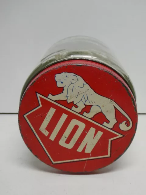 Vintage Embossed Glass Art Deco Bottle Fowler Jar Lion Brand Painted Lid