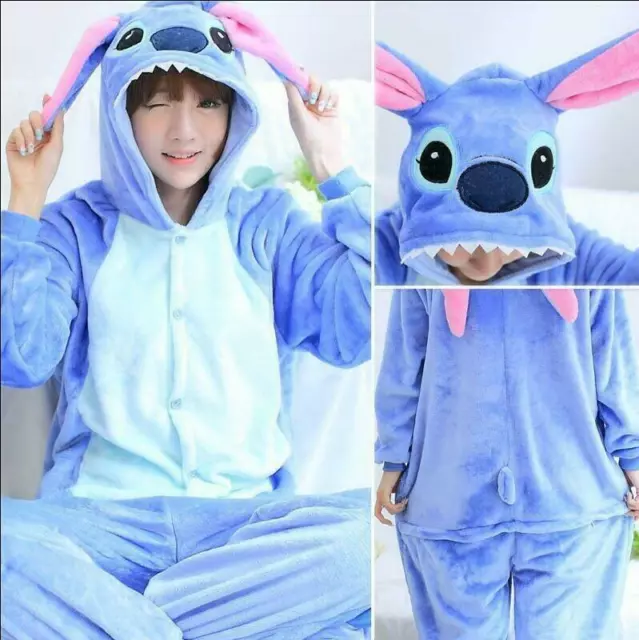 Kids Blue Stitch Cartoon Animal Pajamas Sleepwear Party Costume Xmas Gifts