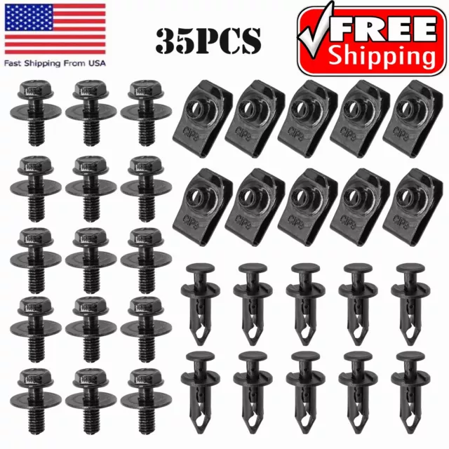35* M6 Body Bolts & U-nut Clip Engine Under Cover Splash Shield Guard For Toyota