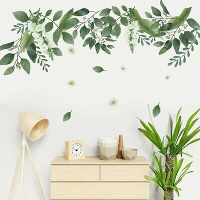 Removable Fresh Green Leaves Stickers Wall Decals Vinyl Mural Art DIY Home Decor