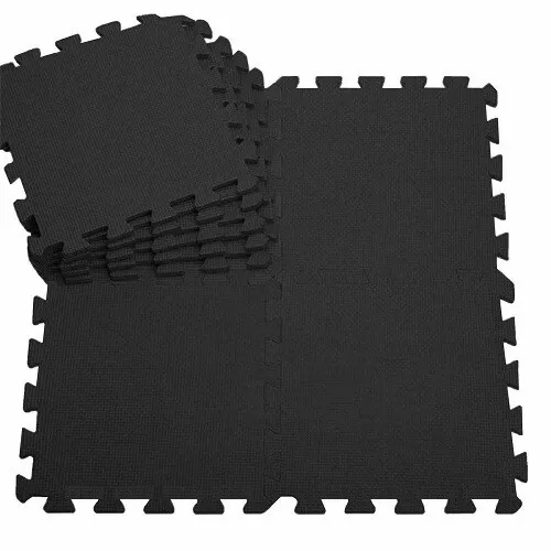 EVA Interlocking Soft Foam Play Mat Floor Tiles Kids Gym Yoga Exercise Black