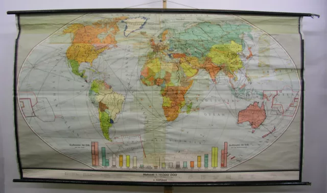 School Wall Map Beautiful Old World Map Staatenkarte 245x142 Vintage ~ 1960