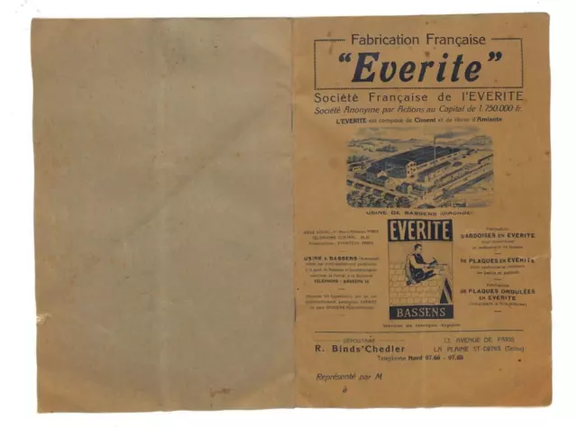 Bassens (31 ) Société Francaise De L' Everite / Brochure 1936 ??