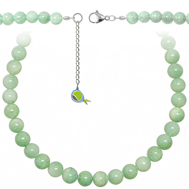 Collier Vintage Plaqué Or - Décor Perle Et Corne En Jade Vert - Modèle 3478 - Occasion