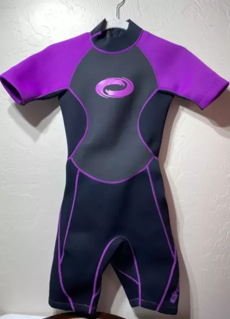 O’RAGEOUS Womens Surf Wetsuit Stretch Shorty Purple Black Sz S