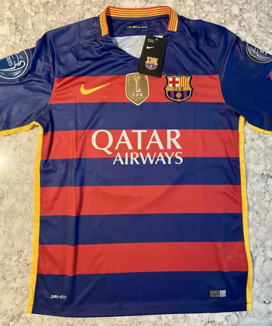 NEW 2XL LIONEL Messi 2015/2016 Barcelona FC Home Soccer Jersey #10 ...