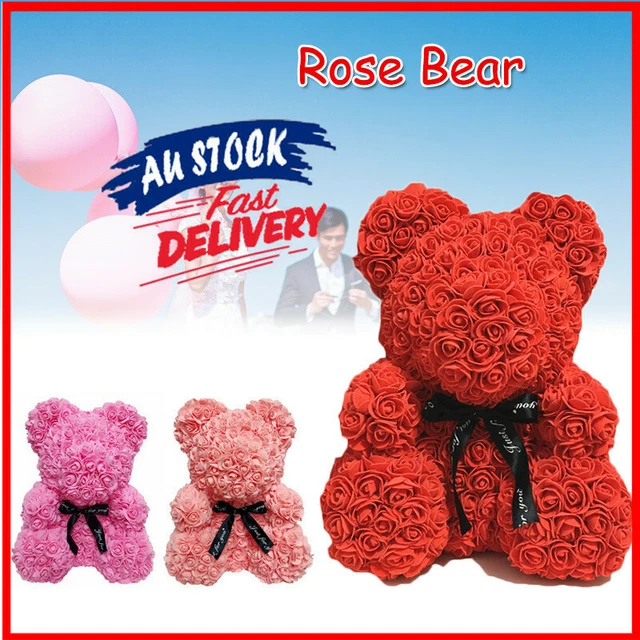 Lovely Rose Flower Teddy Bear Doll Wedding Decors Birthday Thanksgiving Day Gift