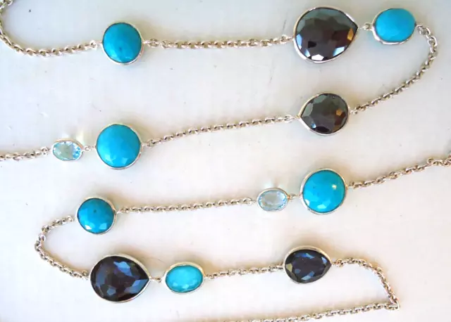 NEW $1495 Ippolita 40" 925 Rock Candy 12 Mixed Stone Long Necklace in Maritime
