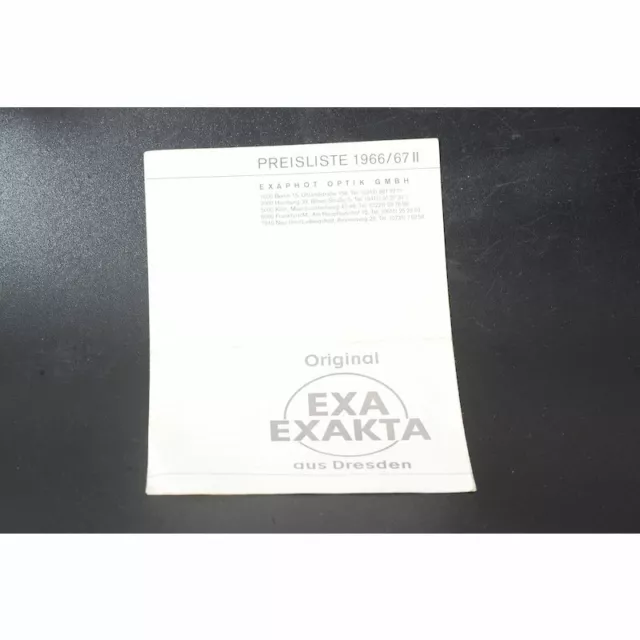 Original Exa/ Exakta From Dresden Price List 1966/67 II - Brochure