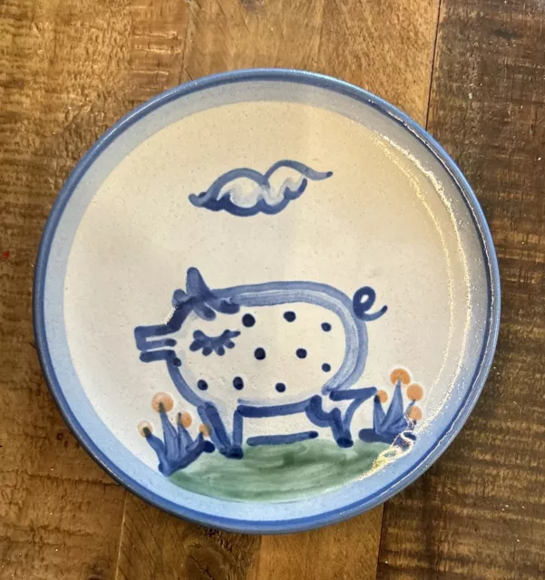 Vintage MA Hadley Spotty Pig 6” Plate Signed Collectible Retired Pottery