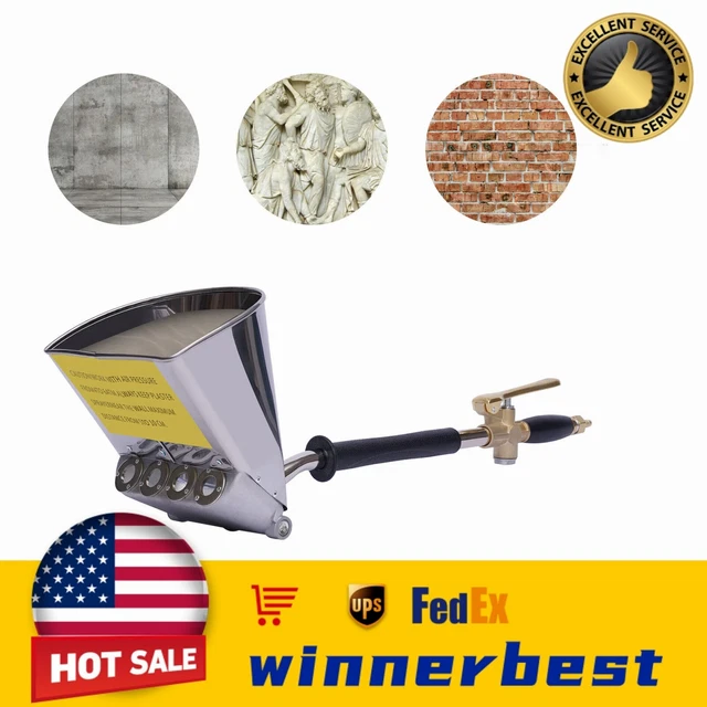 4 Jets Stucco Sprayer Cement Plaster Wall Mortar Spray Hopper Gun Paint Tool HOT