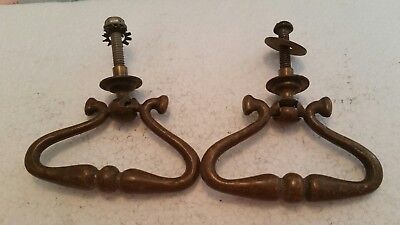Pair Old Victorian  Antique Solid Brass  Drawer Pulls Handles   (N262)