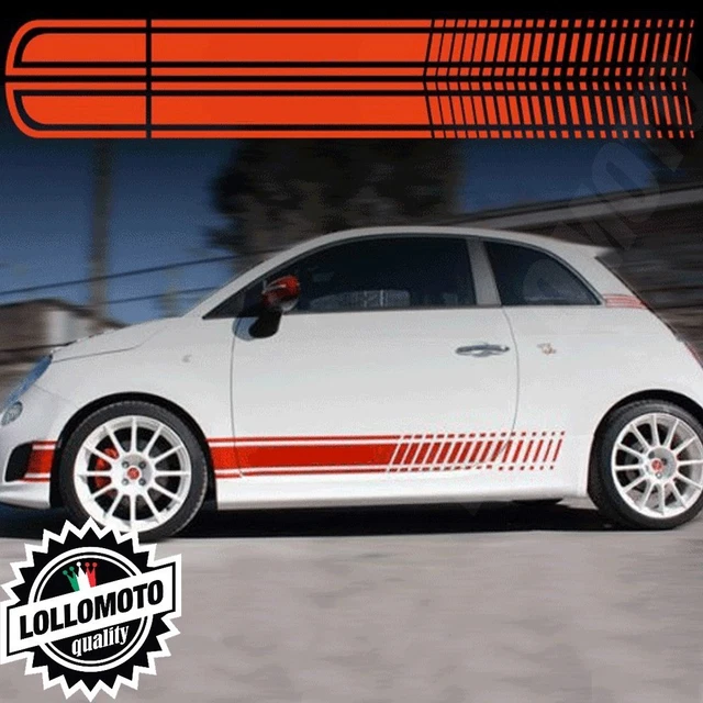 AutoDress® Set Strisce Laterali Adesive Per Fiat 500 - Scegli Il Colore, Quadri, Qualità Orafol, 7 Anni Di Durata