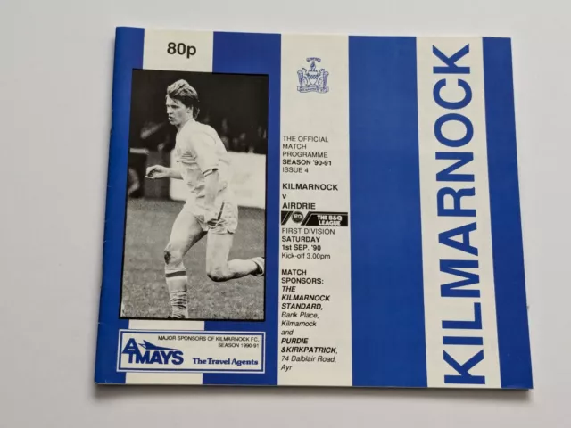 Kilmarnock v Airdrie Scottish Football Programme 1990-91 September & Insert