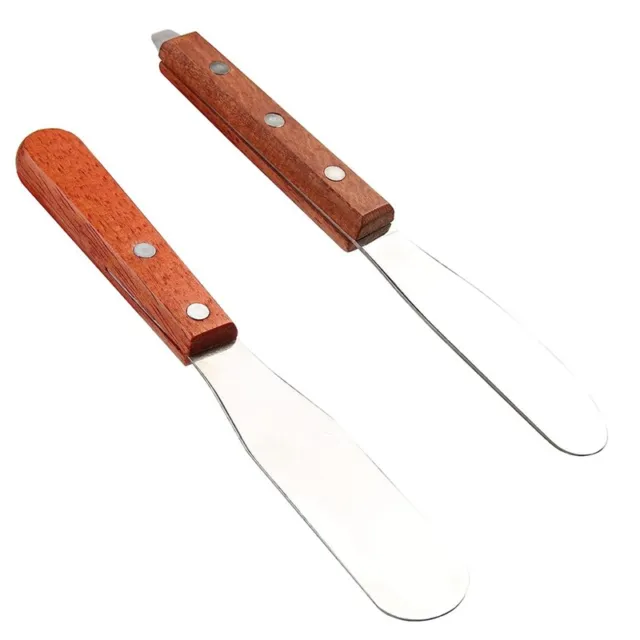 2X(Dental Lab 8Inch Spatula Wood+Metal Plâtre Mixing  With Wooden Handle M3O3)