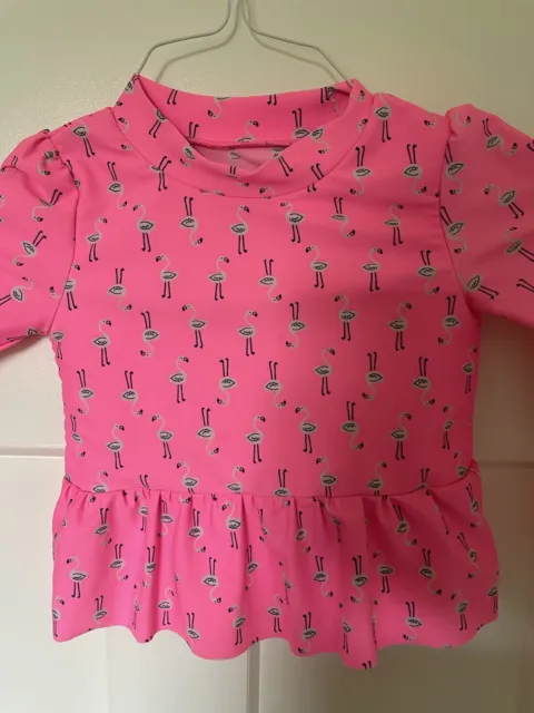 Just One You Infant Girls Pink Flamingo Rashguard 3T Pre Loved