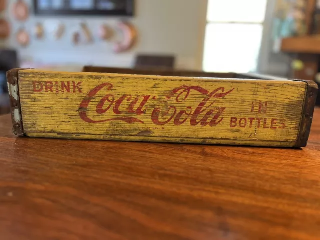 Vintage Coca-Cola Coke Yellow Wooden Bottle Crate 1969 CHATTANOOGA, TN