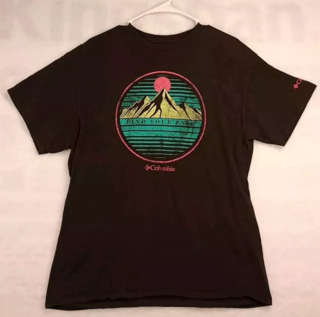 COLUMBIA T SHIRT Mens Large Black Find Your Path Mountain Short Sleeve ...