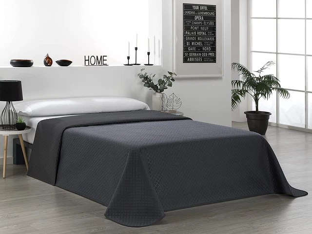 Colcha reversible para el hogar Martina negra carbón cama de 90 cm