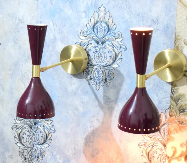 Pair of Wall lamp Italian Wall Sconce Mid-Century Stilnovo Inspired Brass Sconce