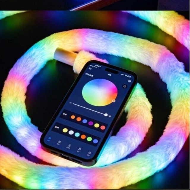 FAUX FUR NEON Light Strip 360° All-round Glow Plush USB RGB Room ...