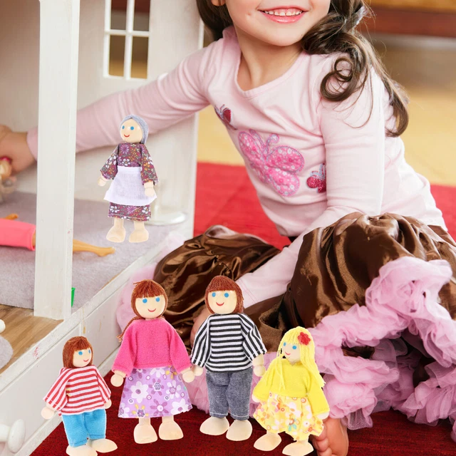 6 PCS DOLL House Family Dolls Furniture and Accessories Plush Parent